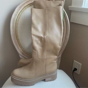 SAM EDELMAN Larina beige tall Wellington  boots